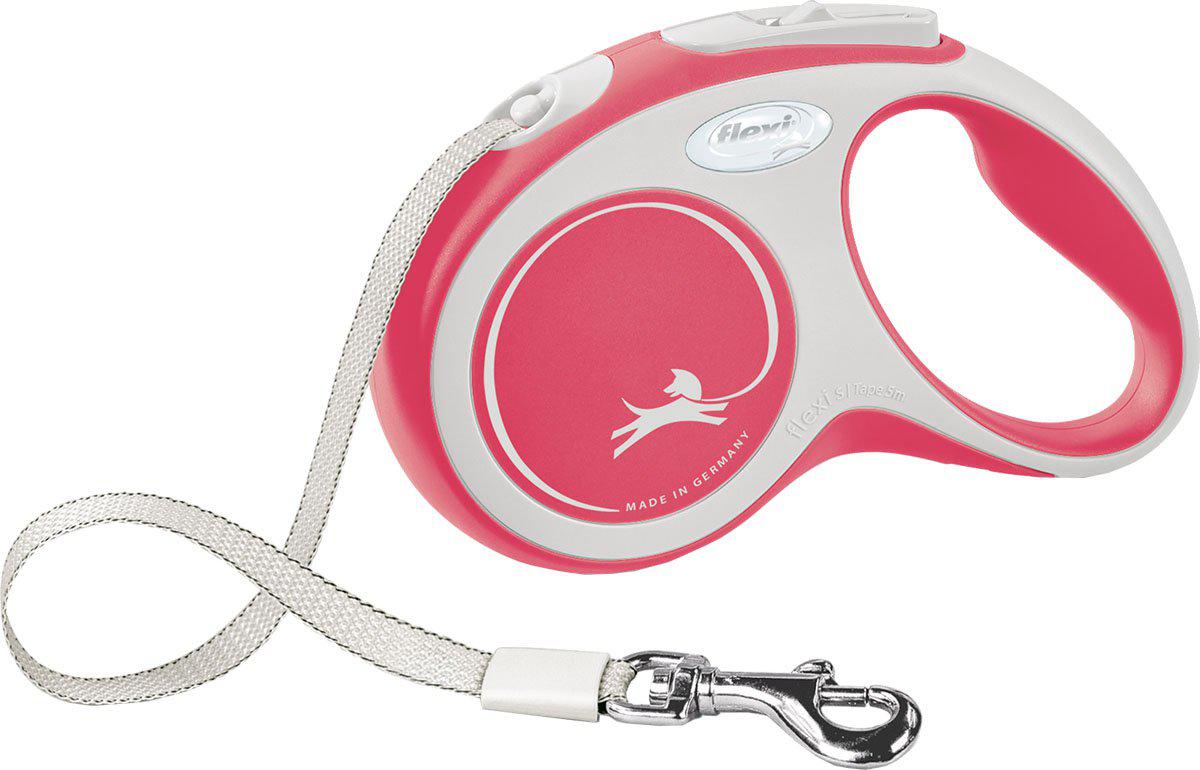 Flexi Koppel New Comfort S 5 m Band Röd Max 15 kg