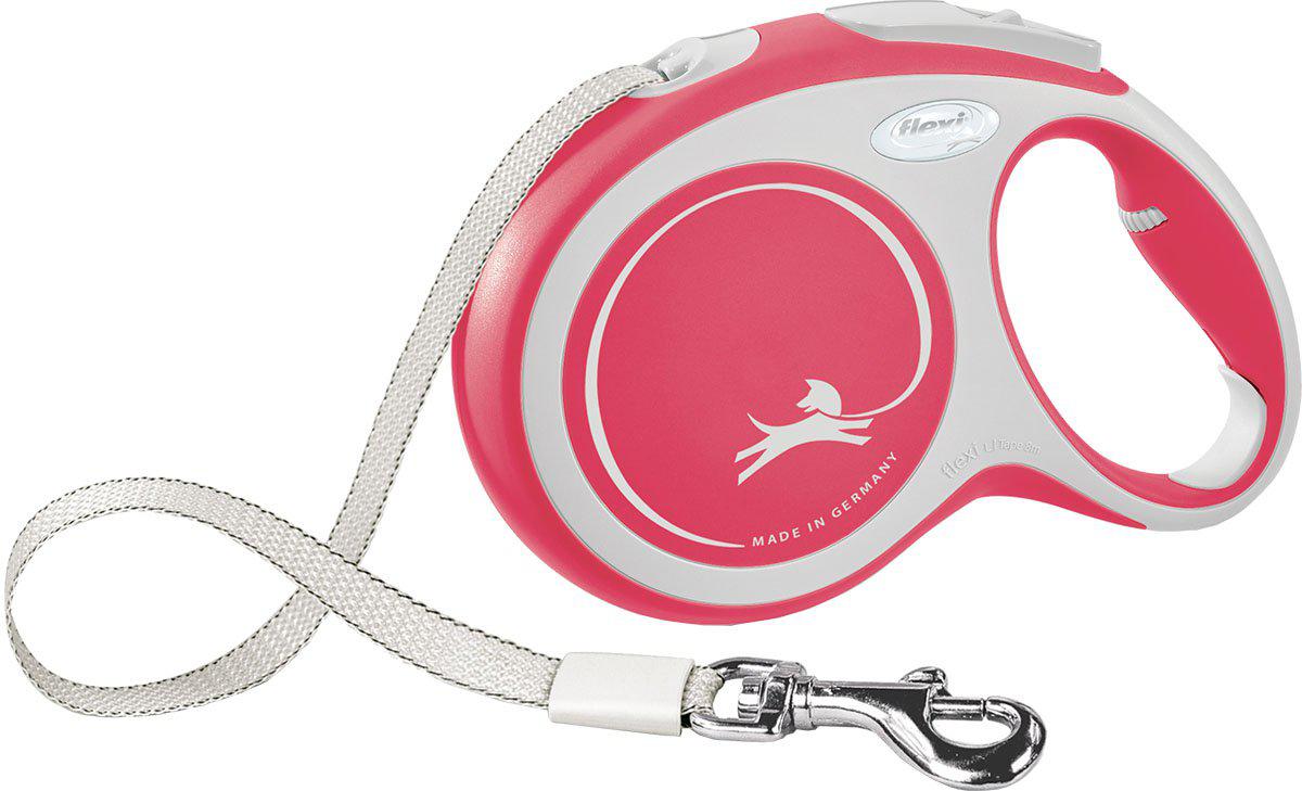 Flexi Koppel New Comfort L 8 m Band Röd Max 50 kg