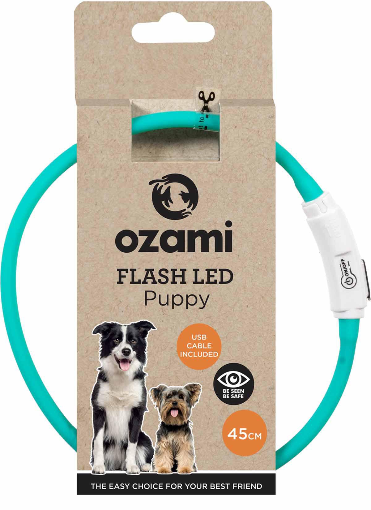 Ozami Flash Led Collar Puppy Turquoise 45 cm