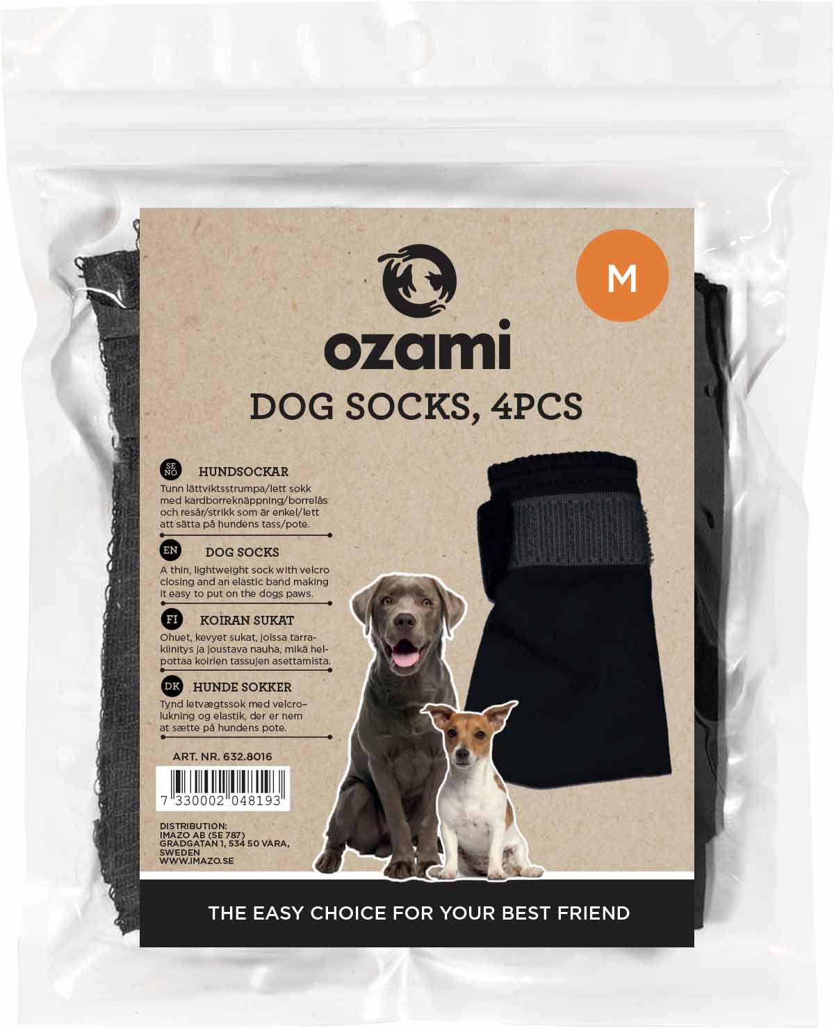 Ozami Dog Socks M 4Pcs Black