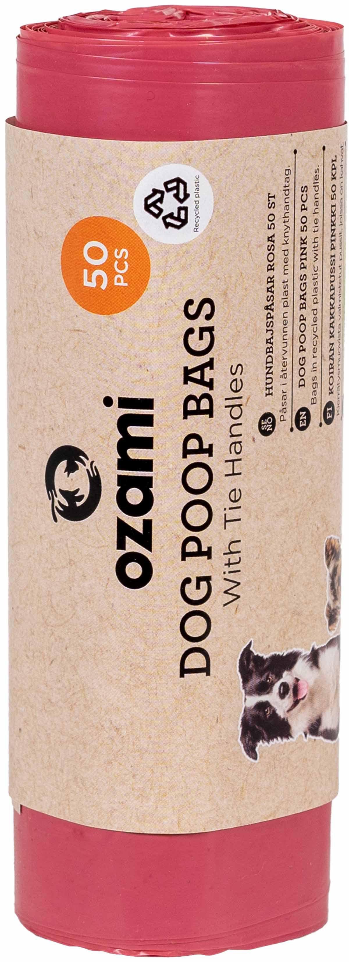 Ozami Dog Poop Bag With Handle Pink 130 × 340 mm