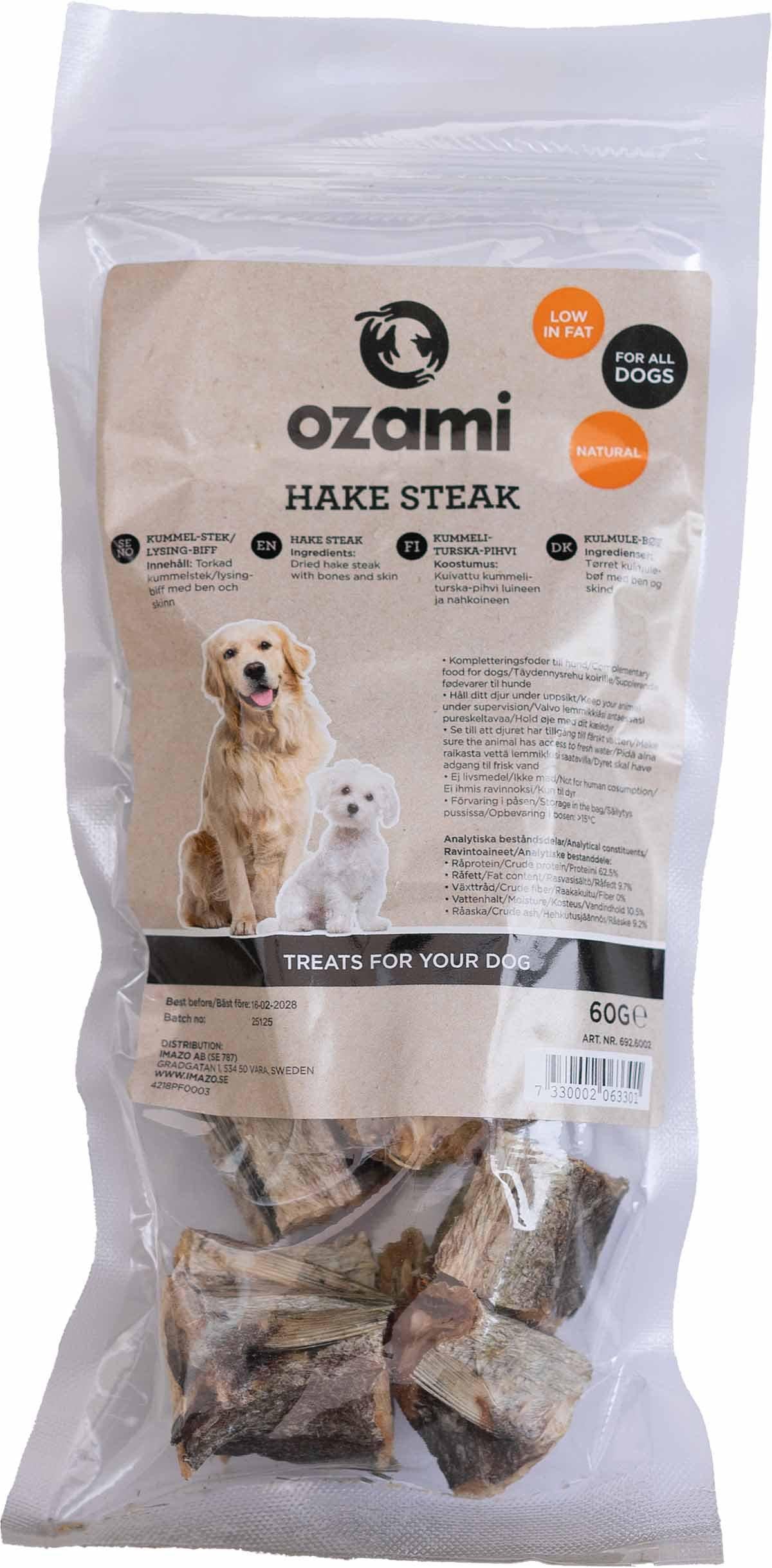 Ozami Dog Snack Hake Steak 60 g