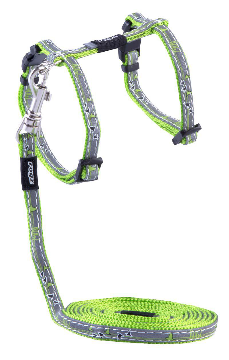 Rogz Nightcat Sele Med Koppel XS Lime 8 mm 19,8-30 cm