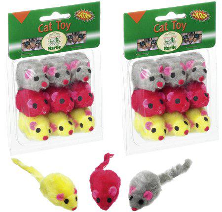 Pälsmus Med Kattmynta 9 st 5 cm Mix Färg Blisterpack
