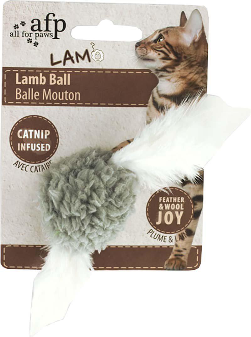 Lammboll Med Fjädrar & Catnip 5 cm Mix Färg Kvittrande