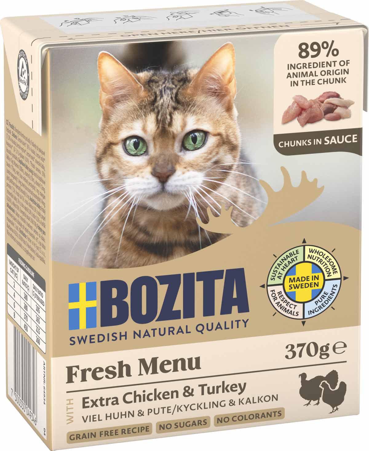 Bozita Bitar I Sås Med Kyckling & Kalkon Tetra Recart