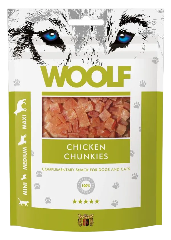 Woolf Chicken Chunkies hundgodis med kyckling, påse 100 g