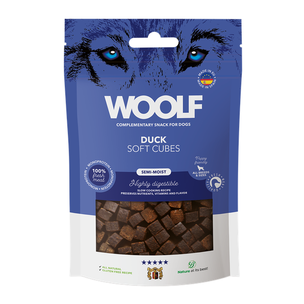 Woolf Soft Cubes hundgodis med anka, påse 100 g