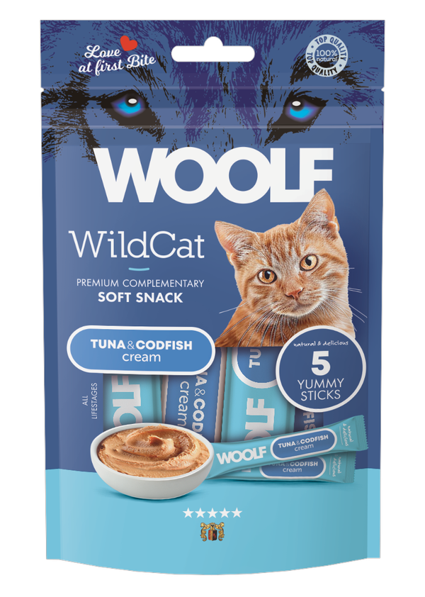 Woolf Wildcat Cream Tonfisk & Torsk 5-pack