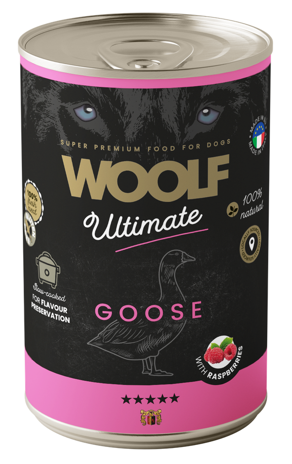 Woolf Ultimate Våtfoder Hund Gås & Hallon 400 g