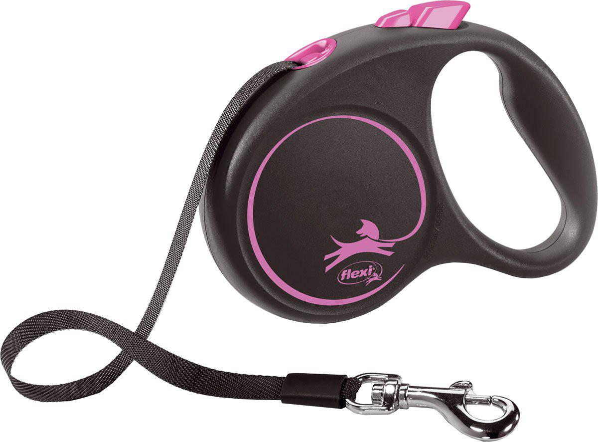 Flexi Koppel Black Design S 5 m Band Rosa Max 15 kg