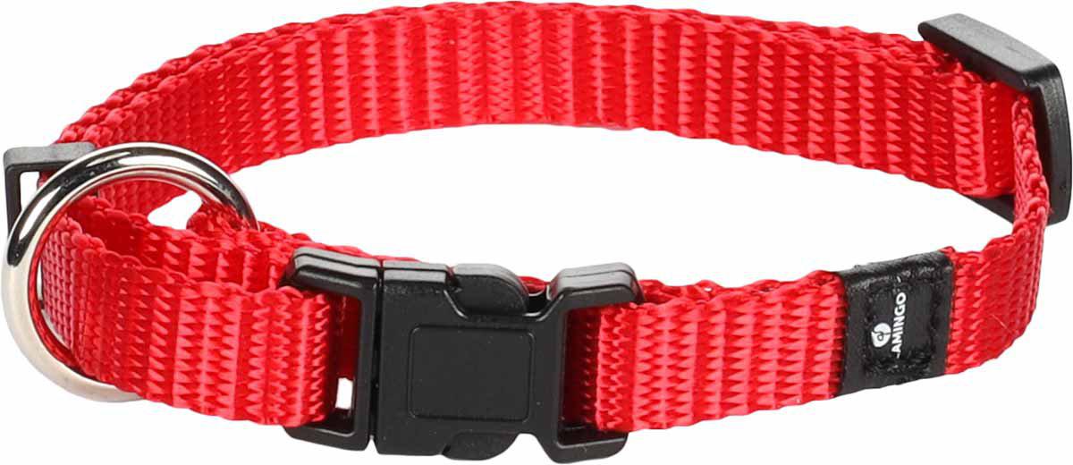 Halsband Nylon Röd 10 mm × 20-35 cm 'klickfäste'