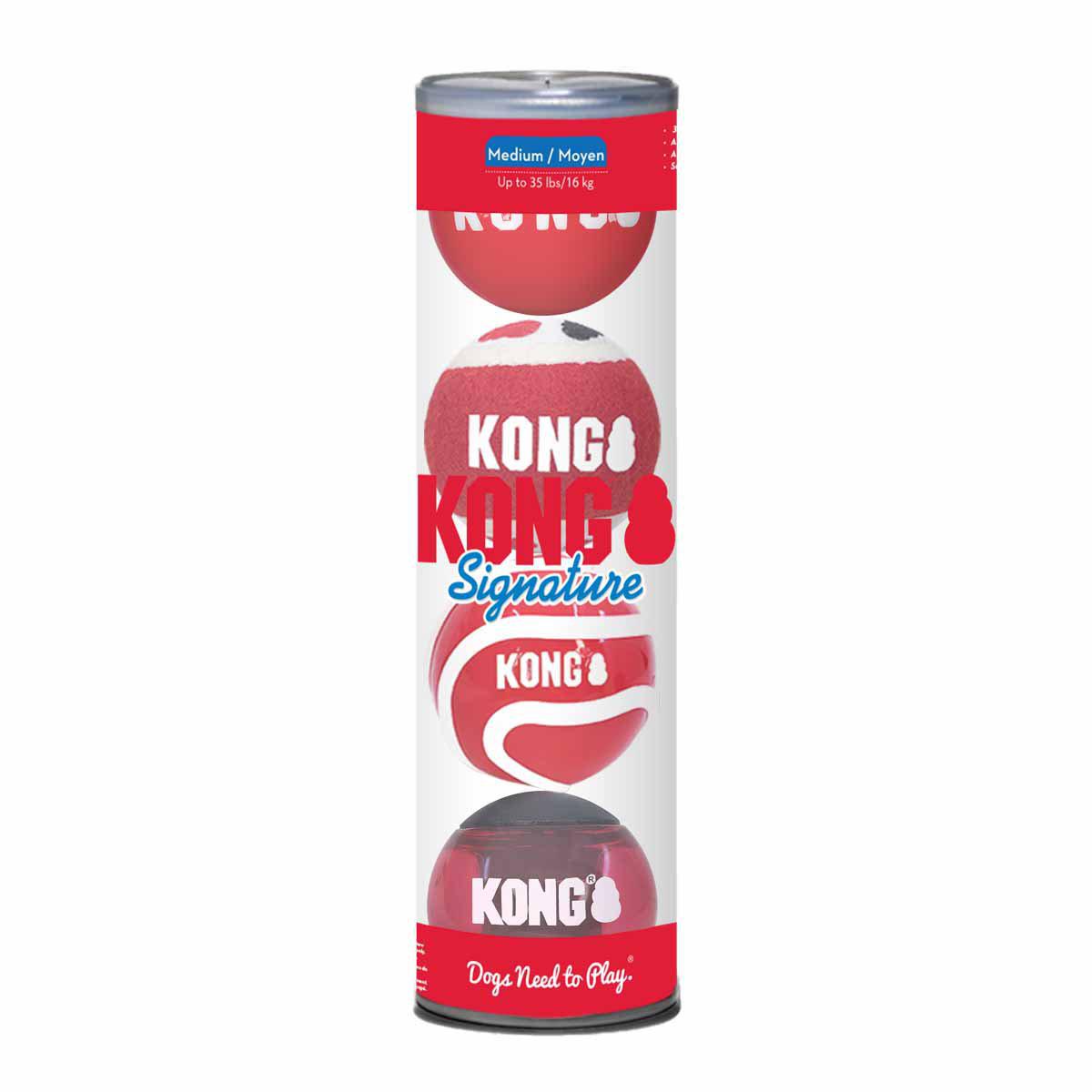 KONG Signature Balls 4-Pack Medium Mix ¥7 cm