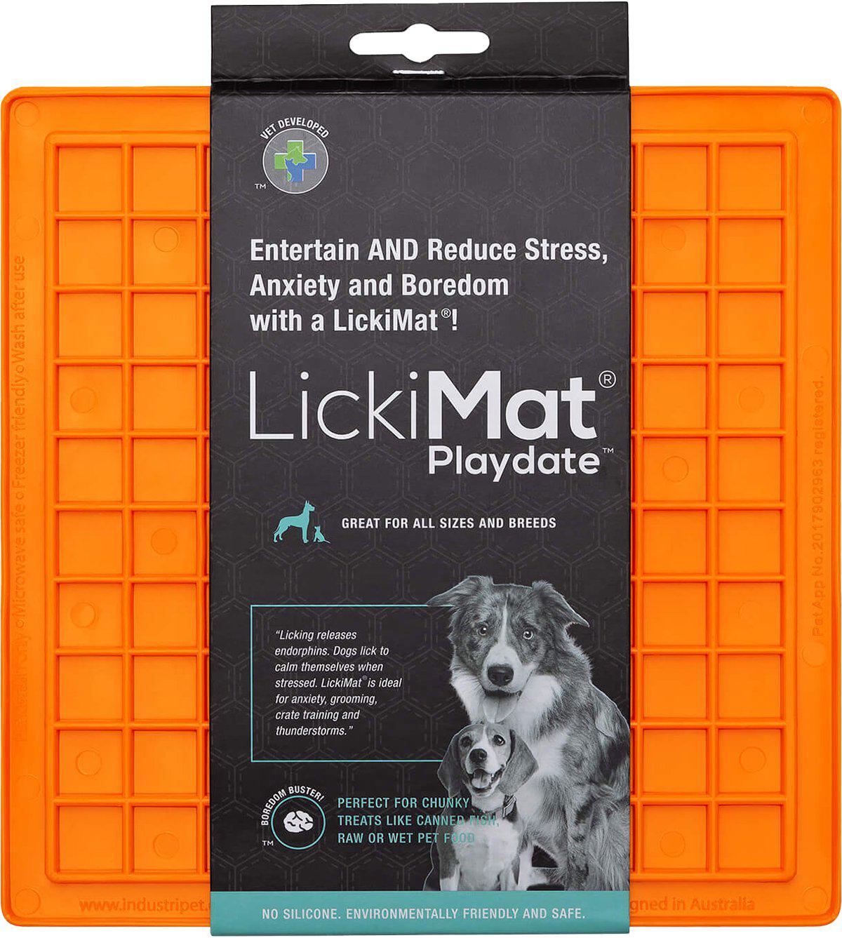 Hundskål LickiMat Playdate Orange 20 × 20 cm