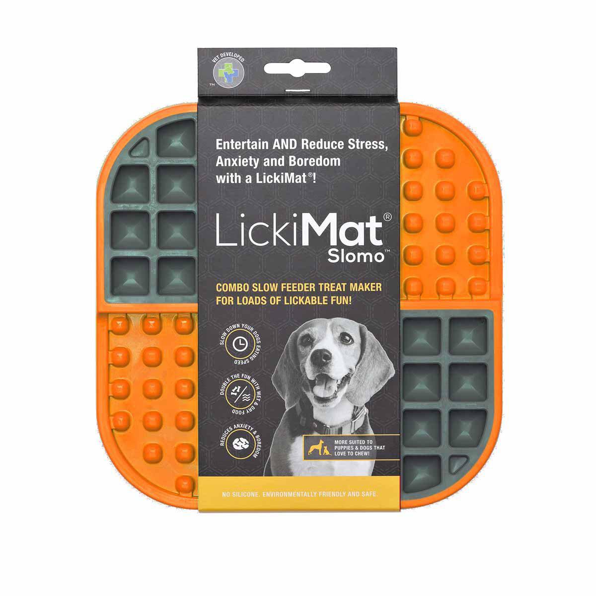 Hundskål LickiMat Slomo Orange/svart