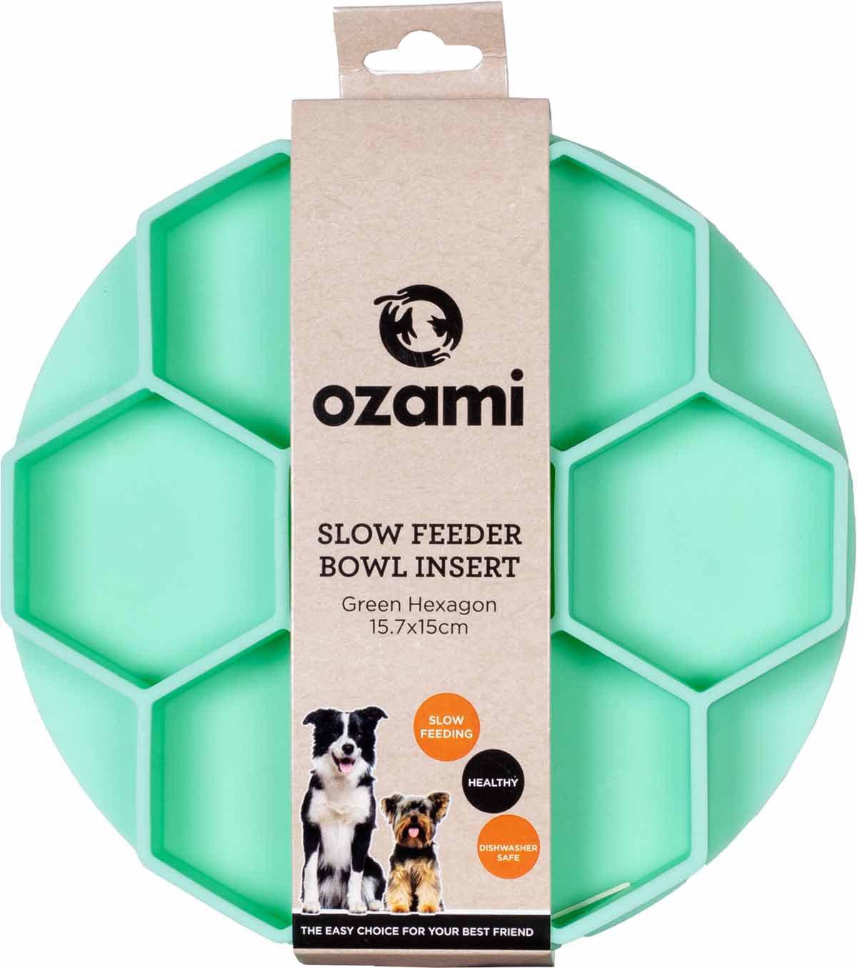Ozami Slow Feeder Bowl Insert Green Hexagon 15,7 × 15 cm