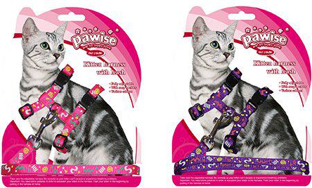 Kattsele Med Koppel120 cm Mix Färg Lila/rosa
