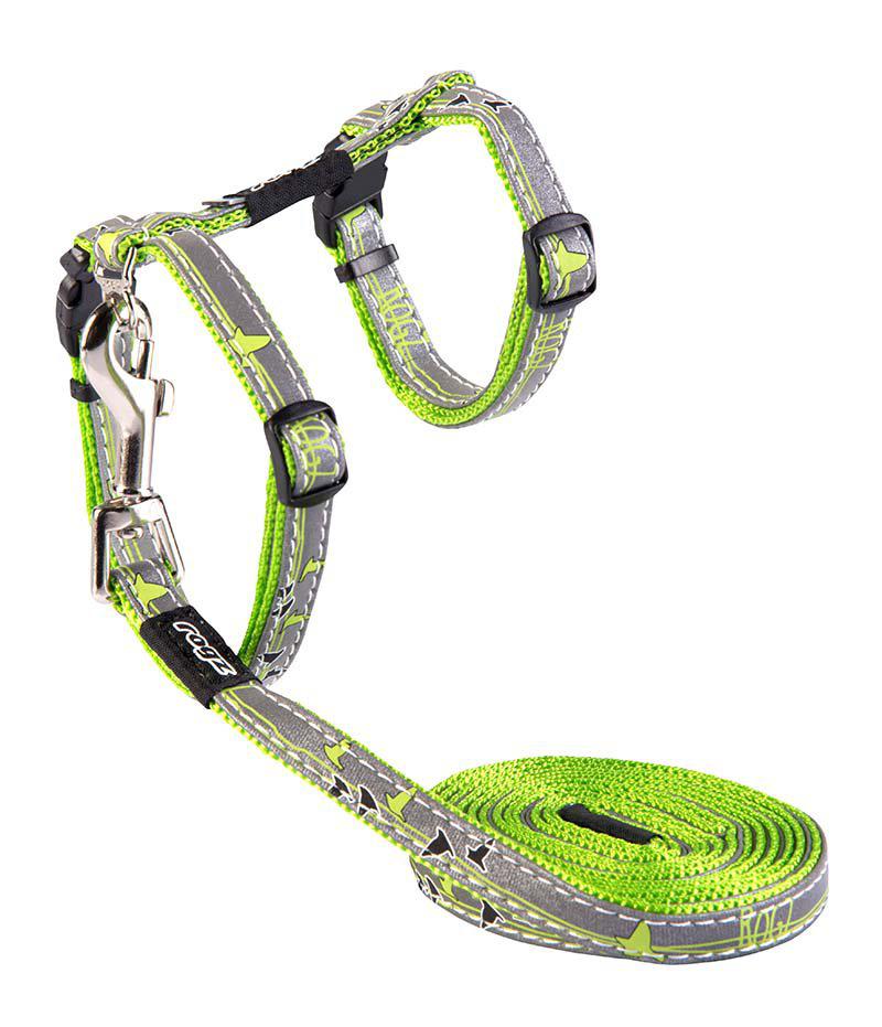 Rogz Nightcat Sele Med Koppel S Lime 11 mm 24-40 cm
