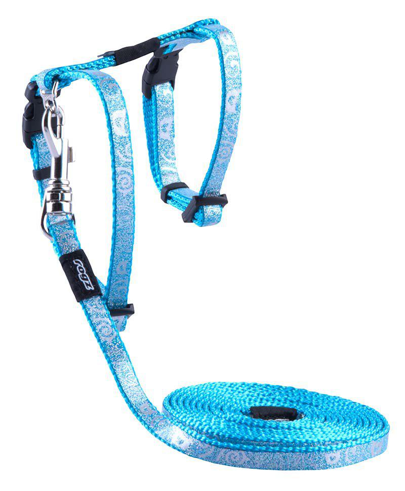 Rogz Sparklecat Sele Med Koppel XS Turkos 8 mm 19,8-30 cm