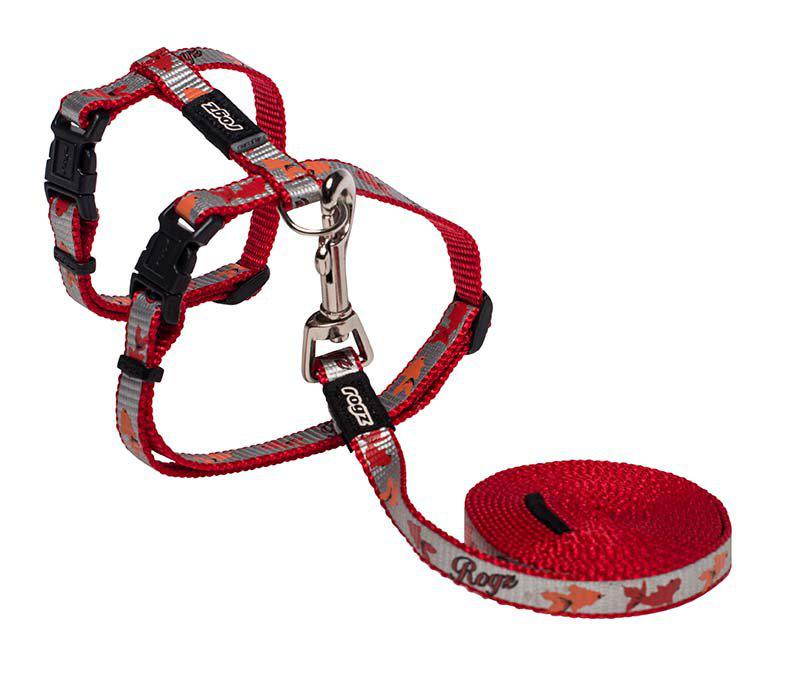 Rogz Reflectocat Sele Med Koppel S Röd 11 mm 24-40 cm