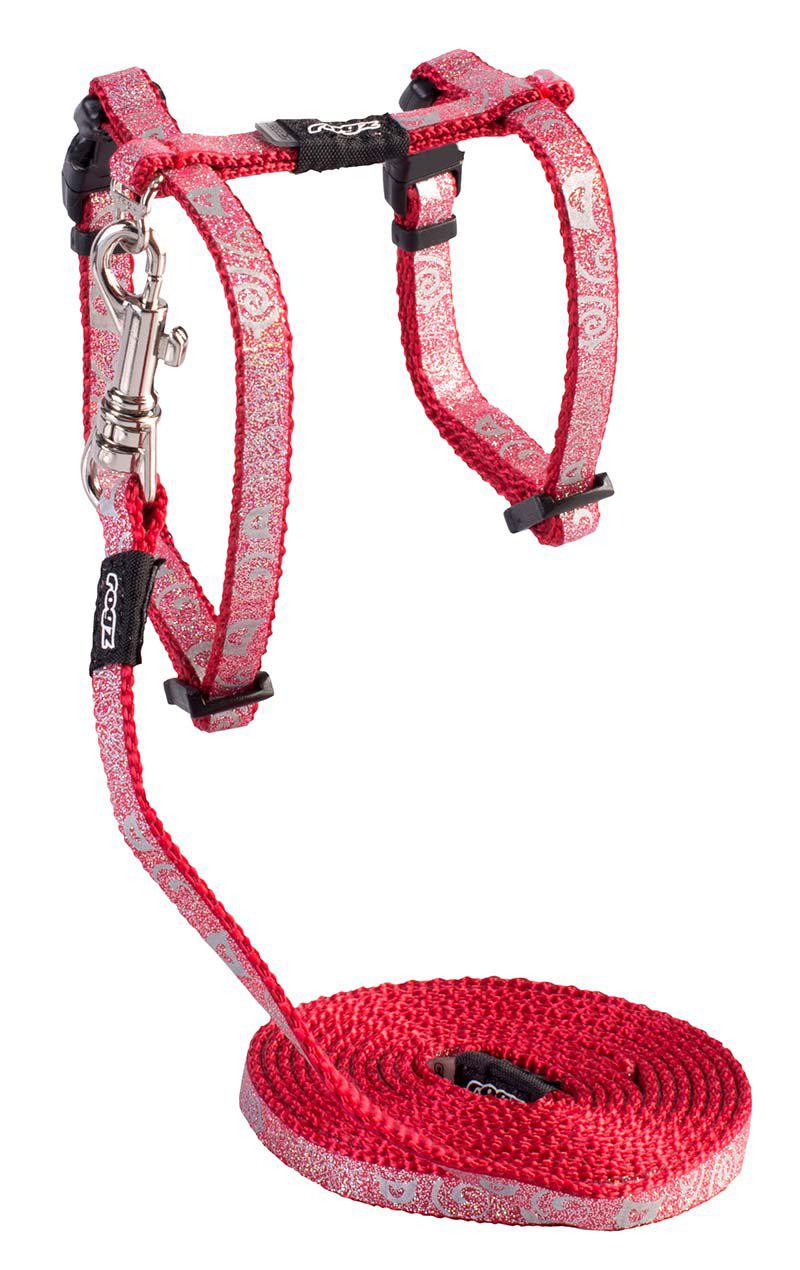 Rogz Sparklecat Sele Med Koppel S Röd 11 mm 24-40 cm