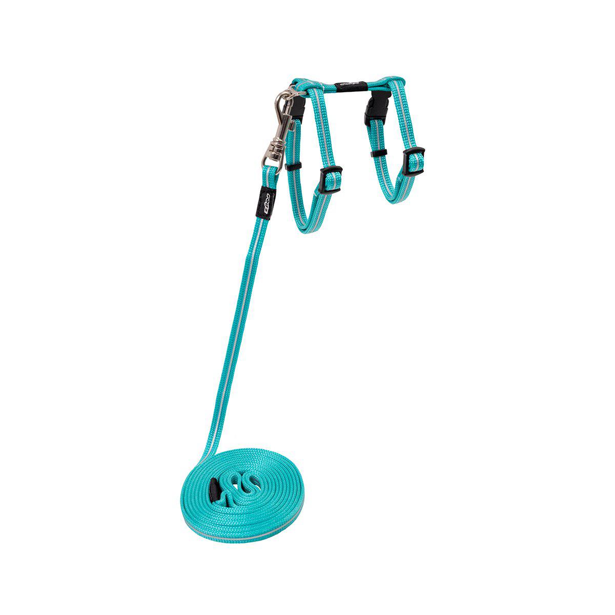 Rogz Alleycat Sele Med Koppel XS Turkos8 mm 19,8-30 cm