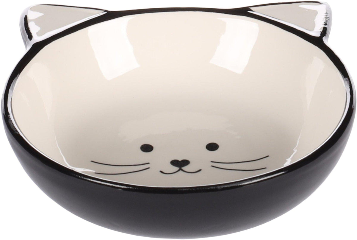 Feeding And Drinking Bowl Cat Kajo Ceramic Black-white Round