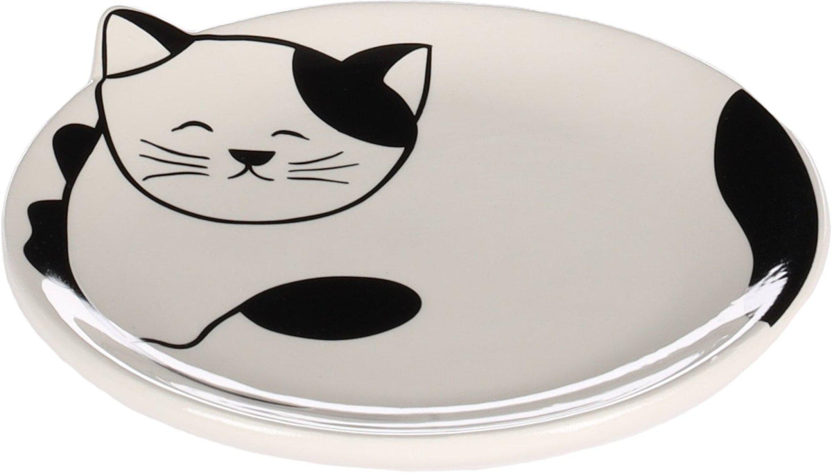 Feeding Dish Cat Ravi Ceramic Black-white Round 80 ml 13,5 × 2c