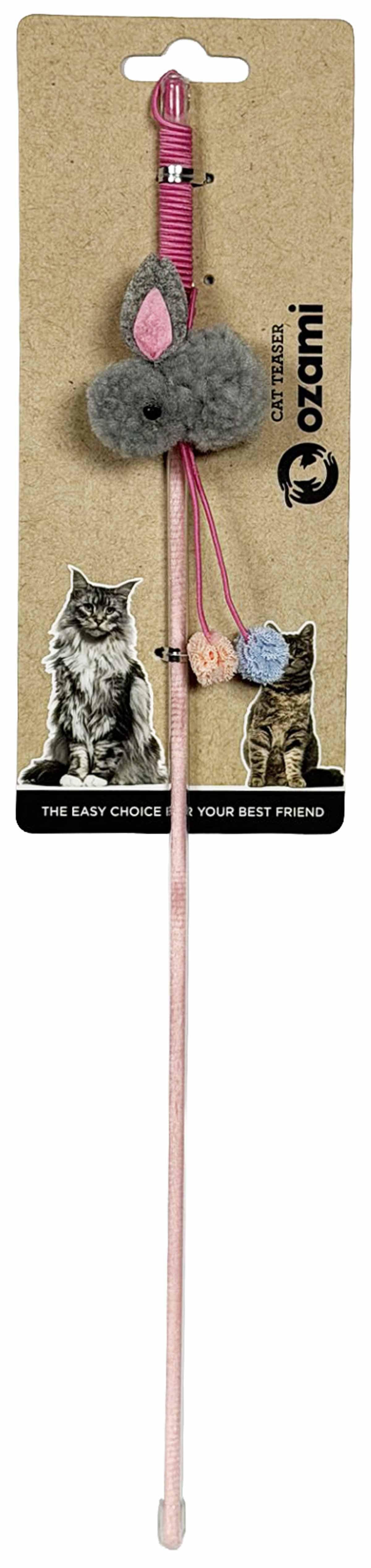 Ozami Cat Wand Hopping Rabbit Pink/Grey