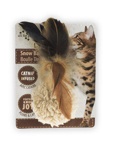 Snöboll Med Fjäder & Catnip 5 cm Mix Färg