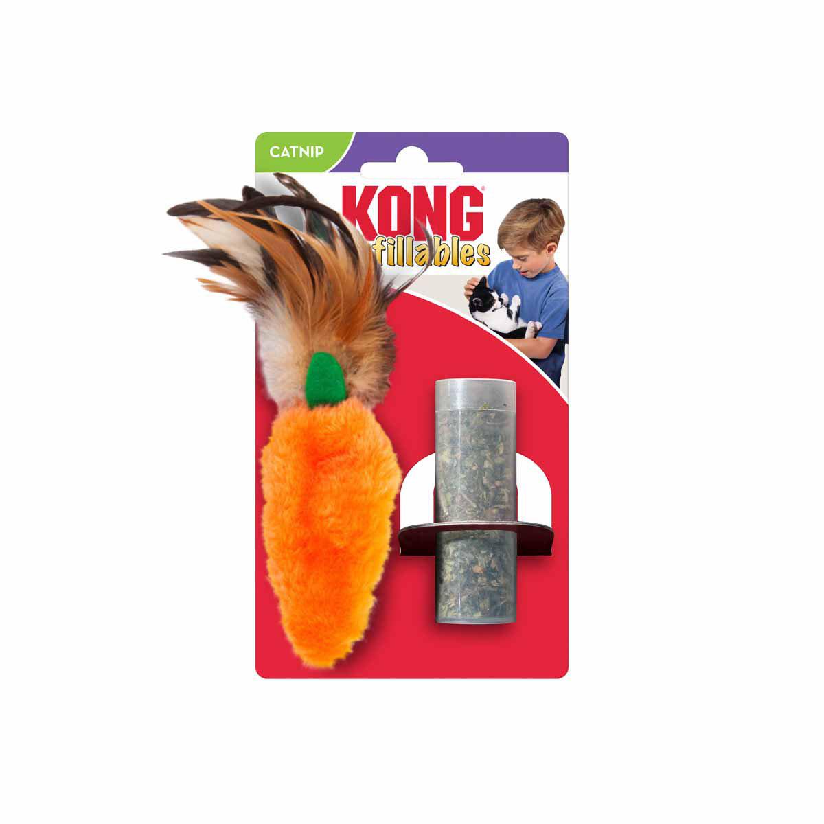 KONG Refillable Catnip Feather Top Carrot 13 × 6 × 1 cm