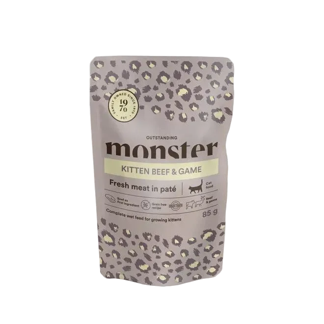 Monster Cat Pouches Kitten Beef & Game