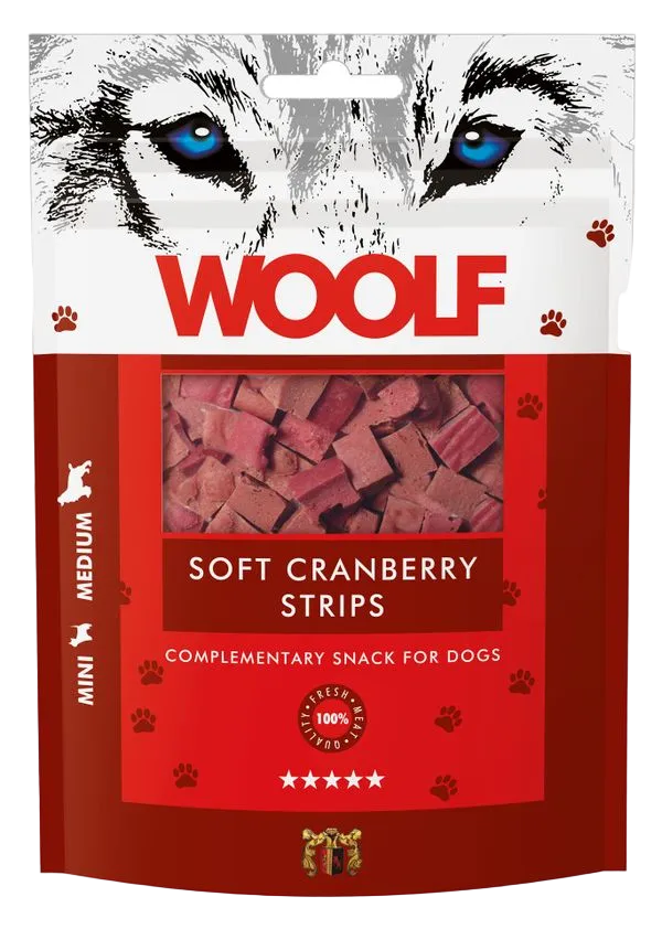 Woolf Soft Cranberry Strips 100 g